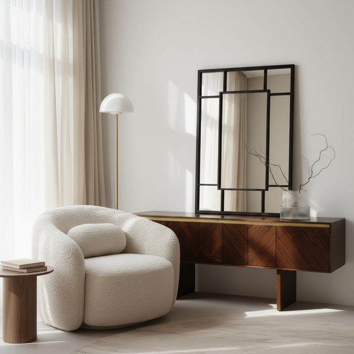 DMC  Spiegel Jasmin met Zwart Stalen Raamwerk 80x120 cm