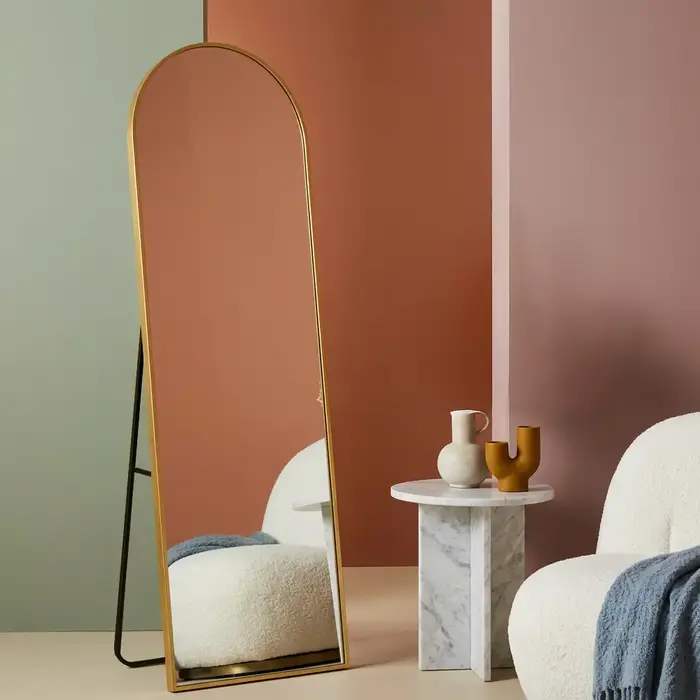 Boogspiegel Kaja Goud met Staander 47x160 cm