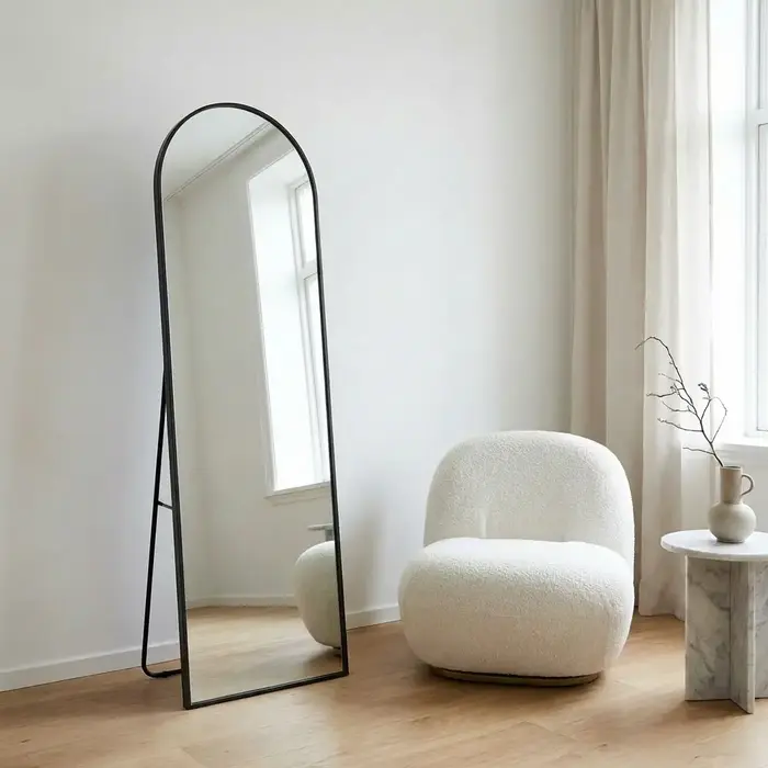 WALLMORE Boogspiegel Kaja Zwart met Staander 47x160 cm