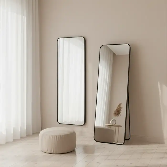 Passpiegel Jack Zwart met Staander 50x150 cm