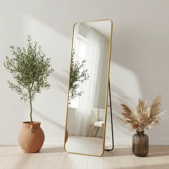 Passpiegel Jack Goud met Staander  50x150 cm