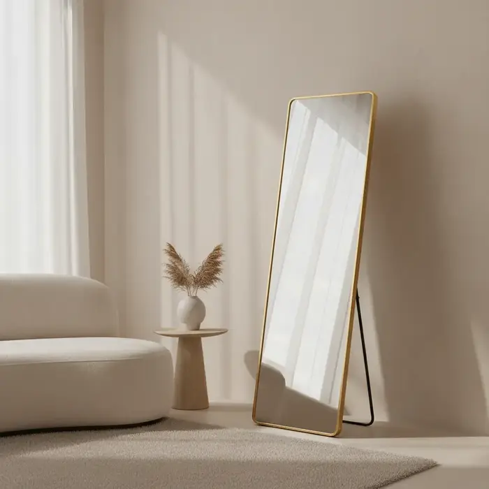 Passpiegel Jack Goud met Staander  50x150 cm