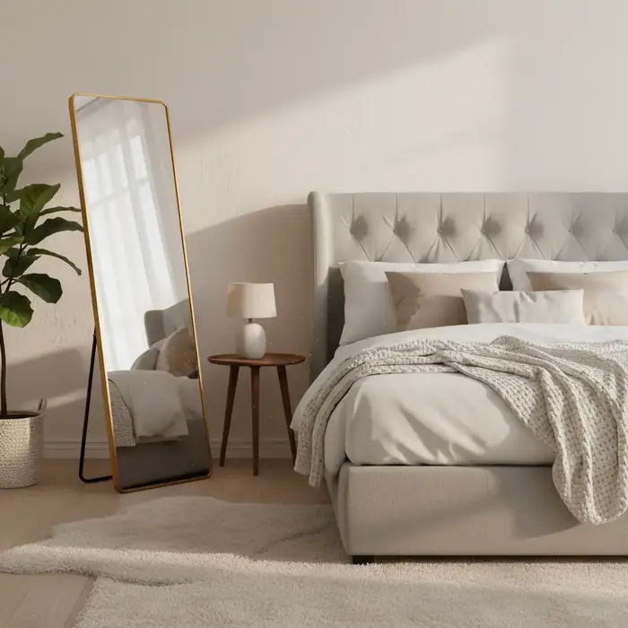 Passpiegel Jack Goud met Staander  50x150 cm