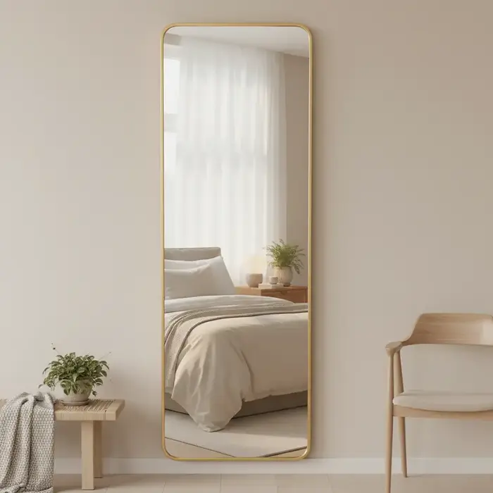 Passpiegel Jack Goud met Staander  50x150 cm