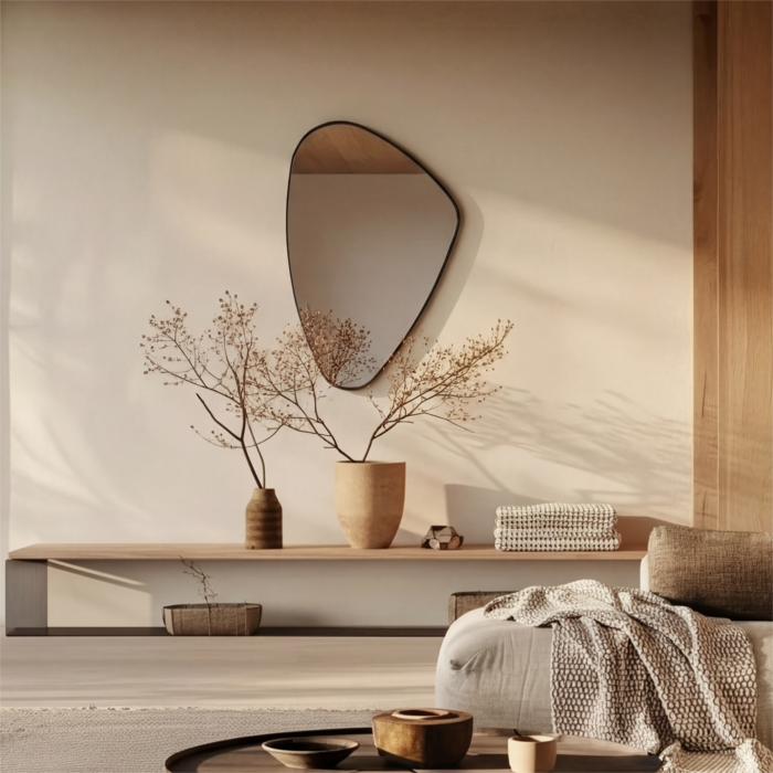 DMC  Organische Wandspiegel Evi Zwart Staal 60x91,5 cm