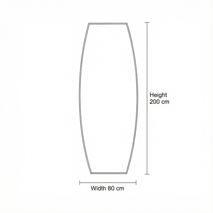 DMC  Grote Lensvormige Passpiegel Fabia Zwart 80x200 cm