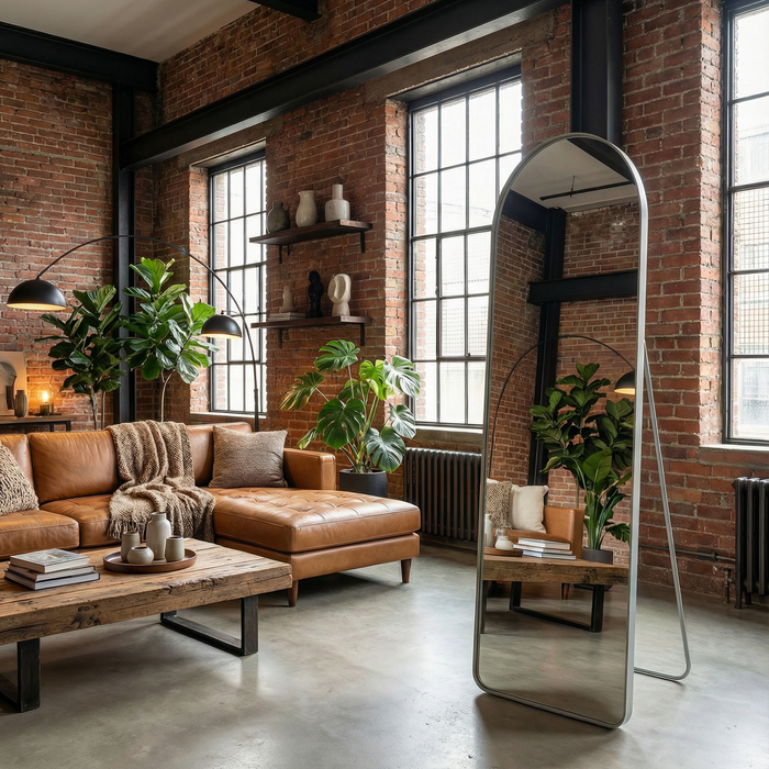 DMC  Staande Boogspiegel Isa Grijs Staal 50x160 cm