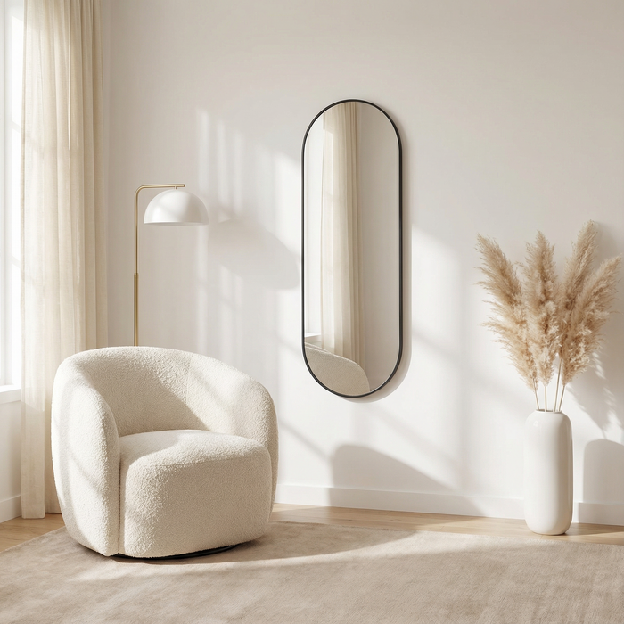 DMC  Ovale Spiegel Roma Staal Zwart 40x125 cm