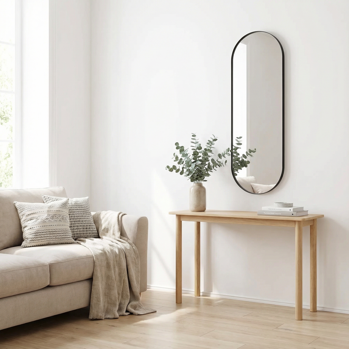 DMC  Ovale Spiegel Roma Staal Zwart 40x125 cm