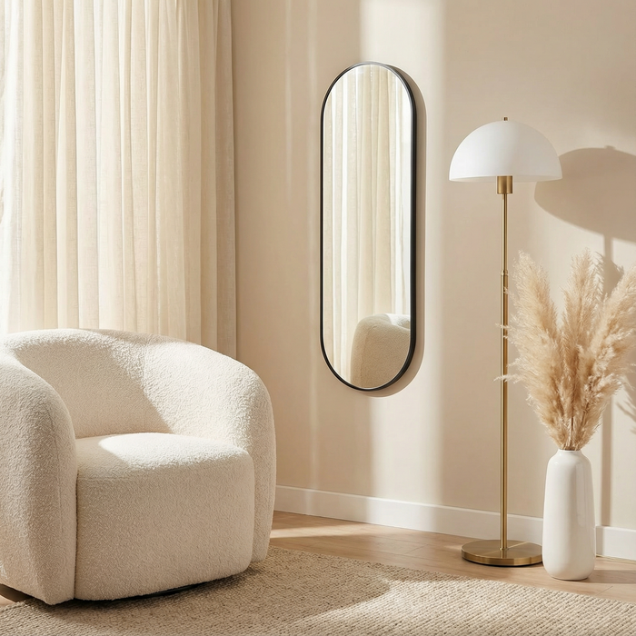 DMC  Ovale Spiegel Roma Staal Zwart 40x125 cm