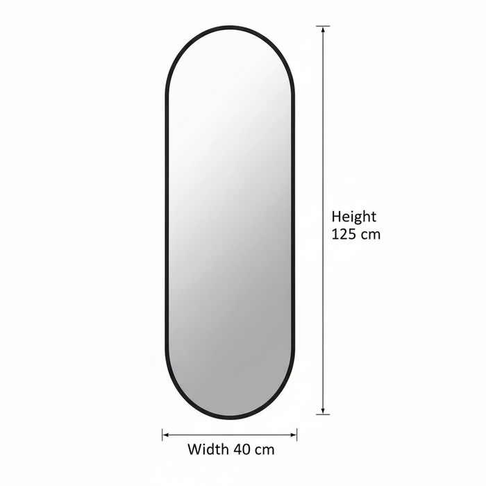 DMC  Ovale Spiegel Roma Staal Zwart 40x125 cm