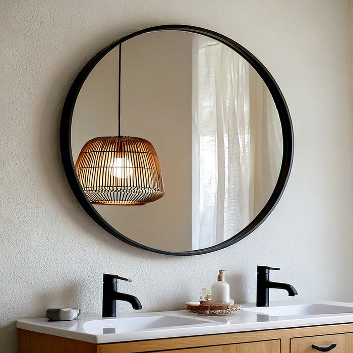 DMC  Ronde Spiegel Otis Zwart Staal  ⌀ 75 cm