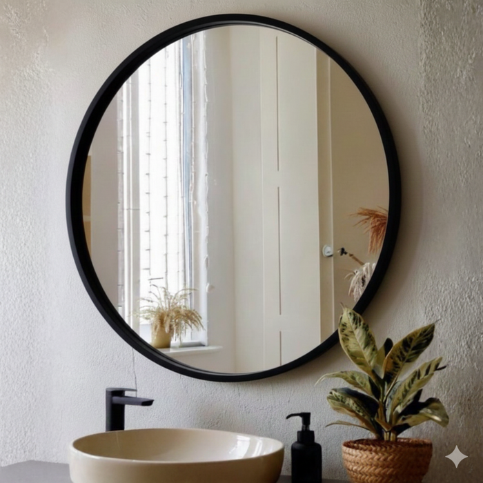 DMC  Ronde Spiegel Otis Zwart Staal  ⌀ 90 cm