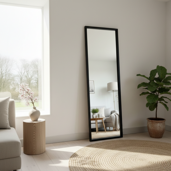 DMC  Stalen Passpiegel Olaf Zwart 46x186 cm