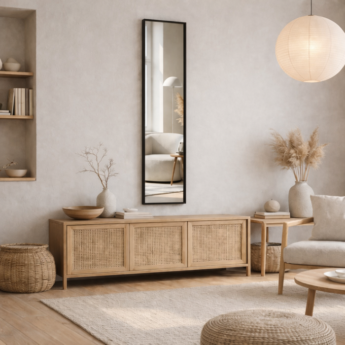 DMC  Stalen Passpiegel James Zwart 30x120 cm