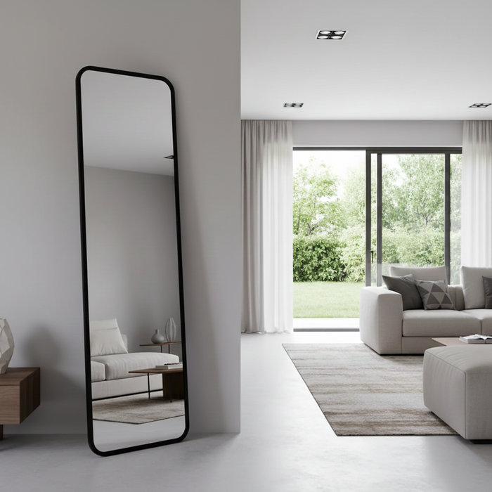 DMC  Wandspiegel Ovalis Zwart 60x225 Stalen Frame