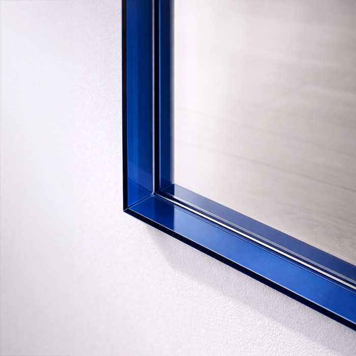 WALLMORE Spiegel Amber Blauw | met plexiglas lijst | 40x135