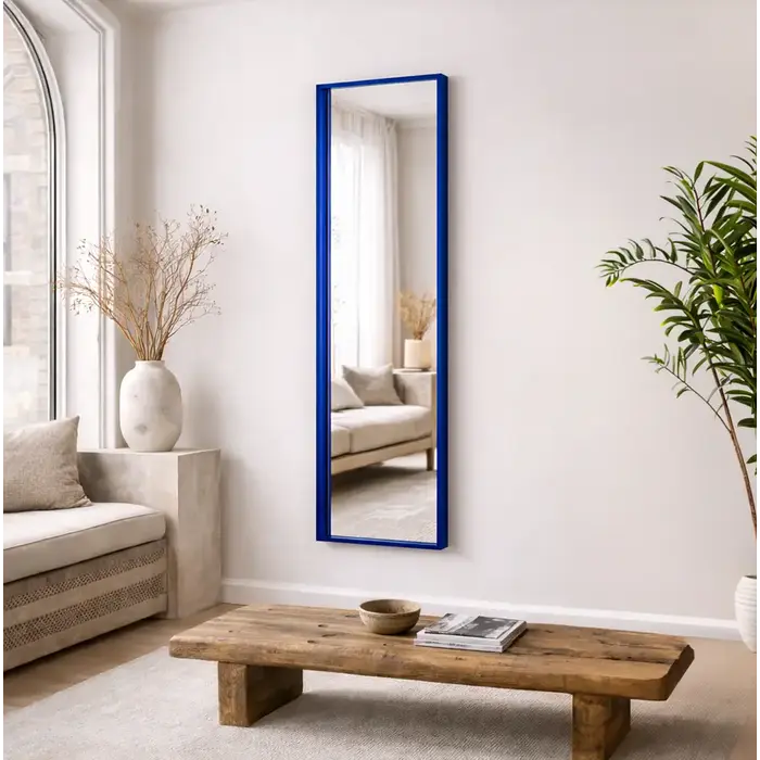 WALLMORE Spiegel Amber Blauw | met plexiglas lijst | 40x135