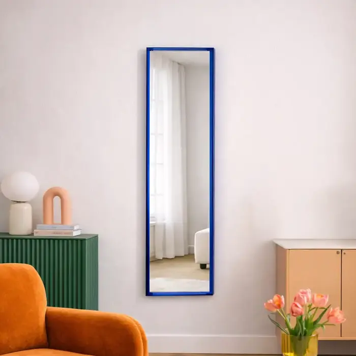 Spiegel Amber Blauw | met plexiglas lijst | 40x135