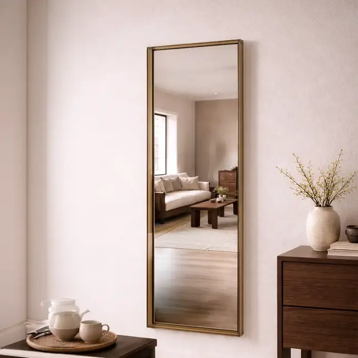 WALLMORE Spiegel Amber | met plexiglas lijst | Bruin 40x135