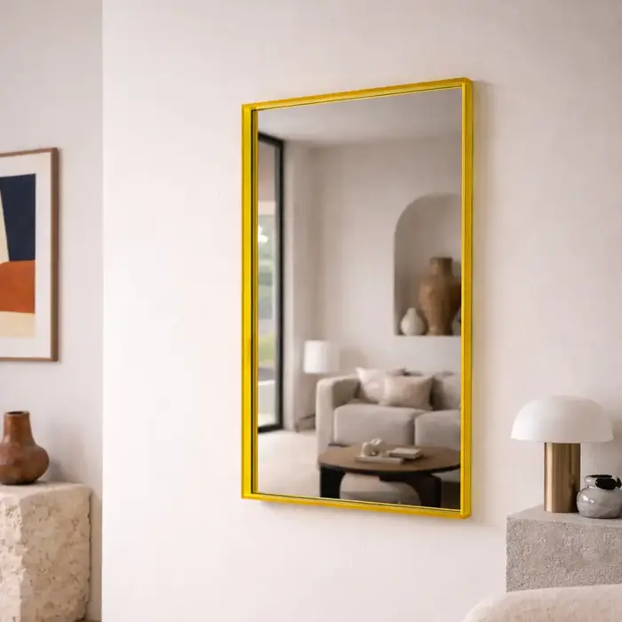WALLMORE Spiegel Amber Geel | met plexiglas lijst | 60x75