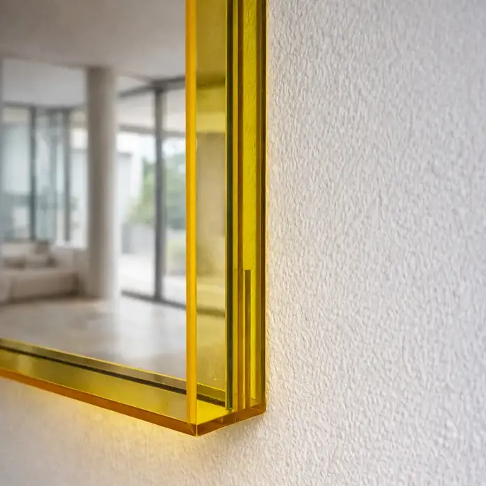 WALLMORE Spiegel Amber Geel | met plexiglas lijst | 40x135