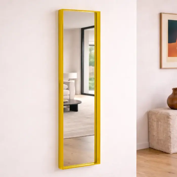 Spiegel Amber Geel | met plexiglas lijst | 40x135