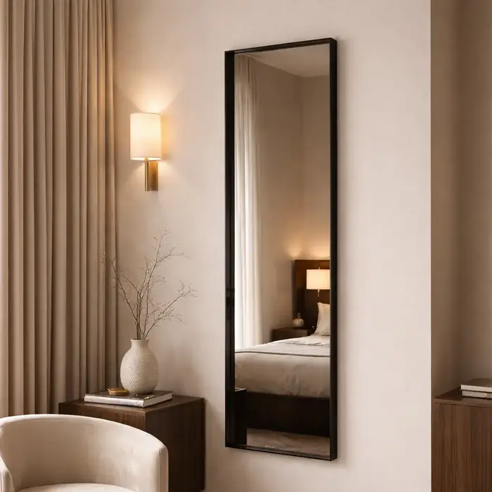 Spiegel Amber Zwart | met plexiglas lijst | 40x135