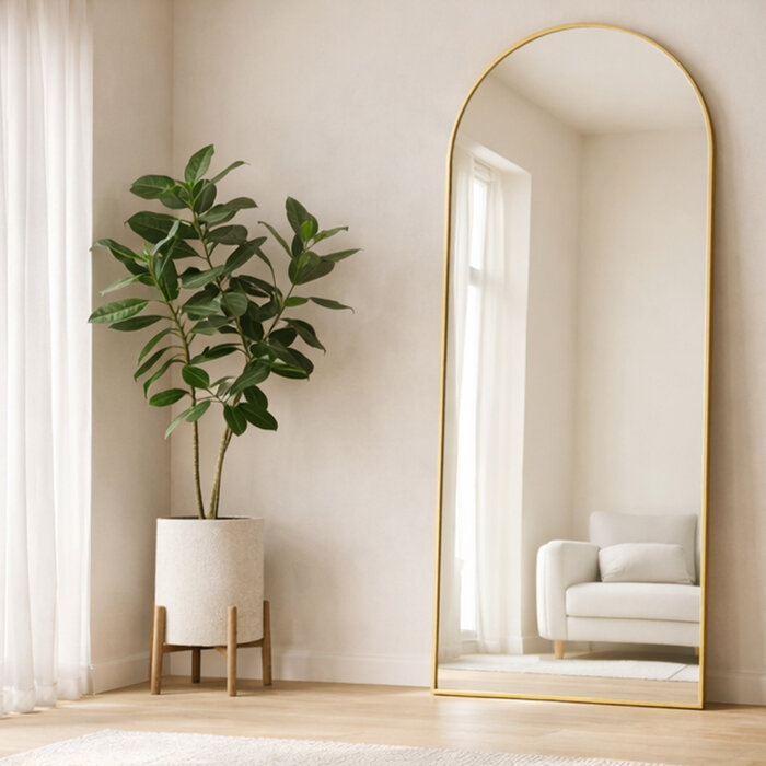 WALLMORE Boogspiegel Kaja Goud met Staander 75x180 cm