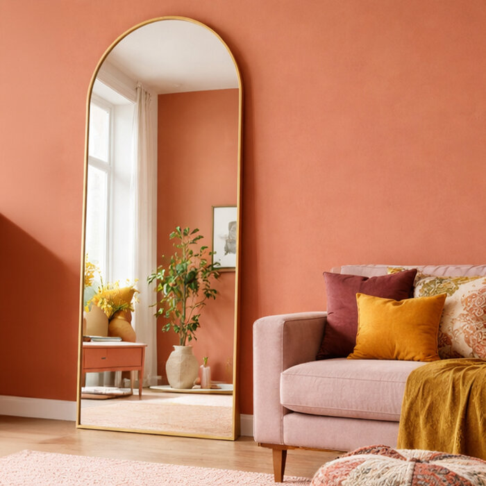 WALLMORE Boogspiegel Kaja Goud met Staander 75x180 cm