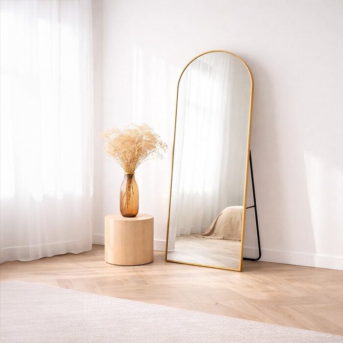 WALLMORE Boogspiegel Kaja Goud met Staander 75x180 cm