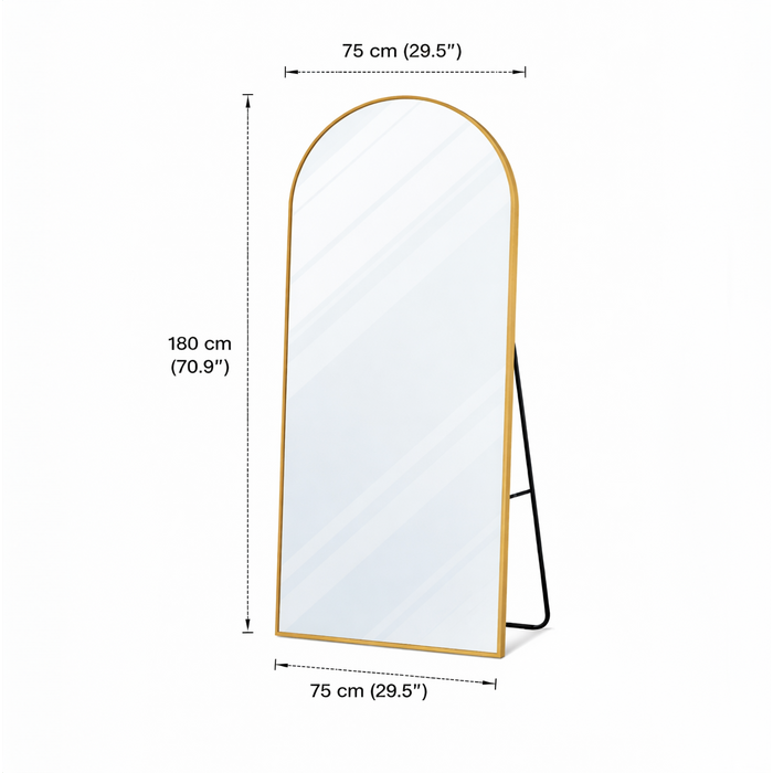 WALLMORE Boogspiegel Kaja Goud met Staander 75x180 cm