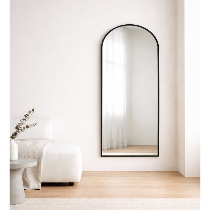 Boogspiegel Kaja Zwart met Staander 75x180 cm