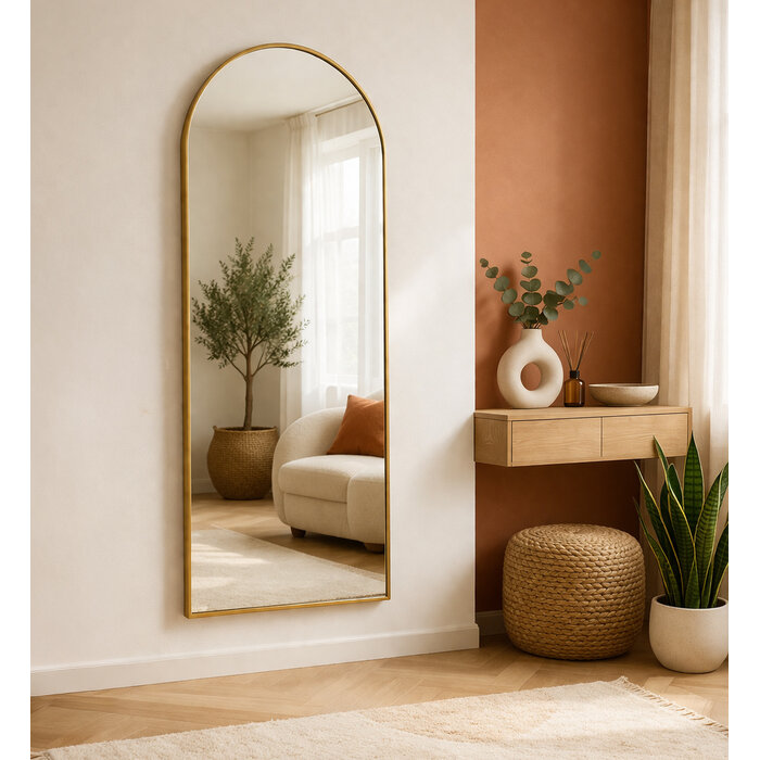 WALLMORE Boogspiegel Kaja Goud met Staander 75x180 cm