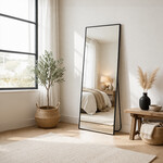 WALLMORE Passpiegel Stijn Zwart met Staander 47x160 cm