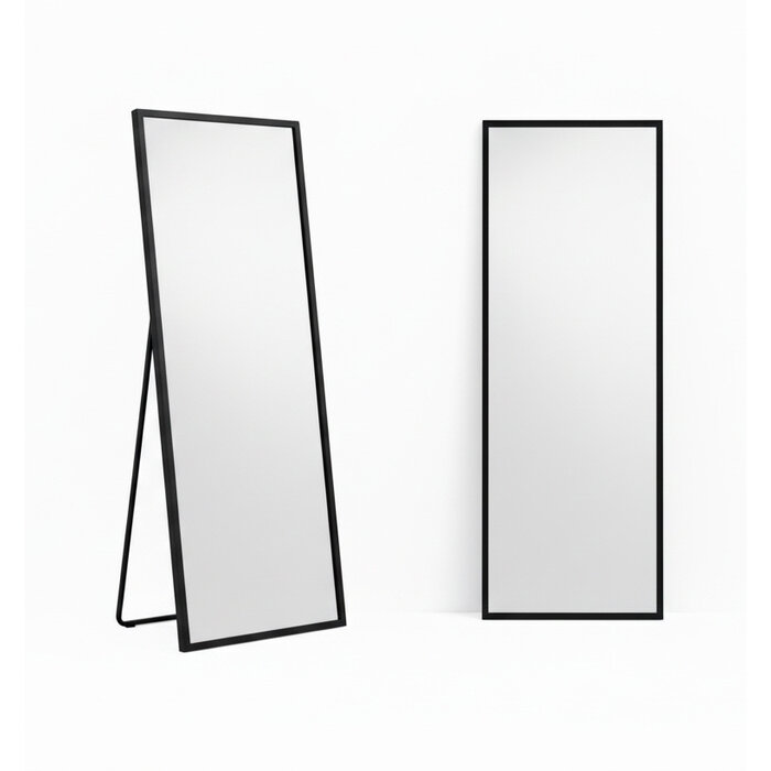 WALLMORE Passpiegel Stijn Zwart met Staander 47x160 cm