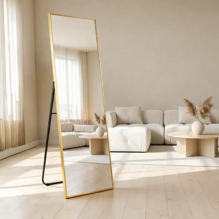 Passpiegel Stijn Goud met Staander 47x160 cm