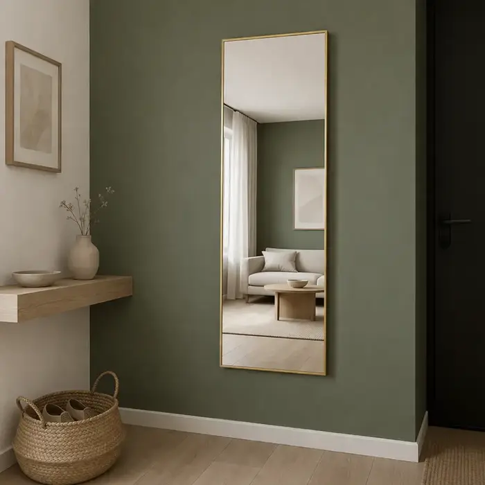 WALLMORE Passpiegel Stijn Goud met Staander 47x160 cm