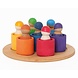 Grimm's 7 houten regenboogpopjes in bakjes Grimm's 7 houten regenboogpopjes in bakjes
