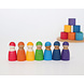 Grimm's 7 houten regenboogpopjes in bakjes Grimm's 7 houten regenboogpopjes in bakjes