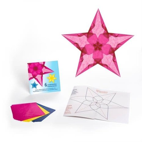Fensterstern Vouwpakketje Raamsterren Geel, Roze en Blauw Fensterstern Vouwpakketje Raamsterren Geel, Roze en Blauw