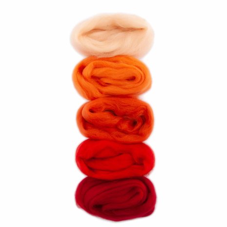 Lontwol Kleursetje 2 Oranje-Rood Lontwol Kleursetje 2 Oranje-Rood