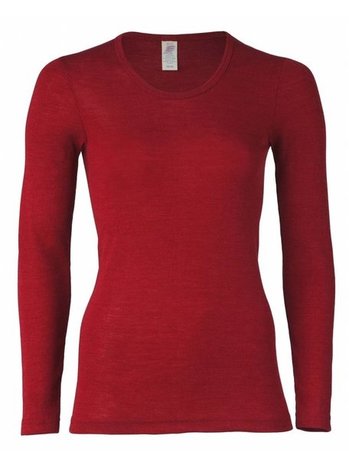 Engel Wolzijde Damesshirt Lange Mouw - Rood Engel Wolzijde Damesshirt Lange Mouw - Rood