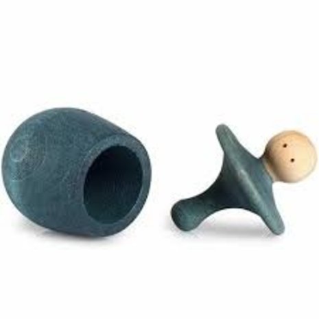 Grapat Houten poppetje in bakje - blauw Grapat Houten poppetje in bakje - blauw