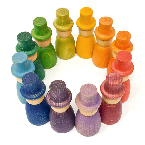 Grapat Houten nins - poppetjes met hoed (12 stuks) Grapat Houten nins - poppetjes met hoed (12 stuks)