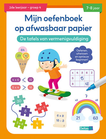 Deltas Mijn oefenboek op afwasbaarpapier - De tafels van vermenigvuldiging (7-8 jaar) Deltas Mijn oefenboek op afwasbaarpapier - De tafels van vermenigvuldiging (7-8 jaar)