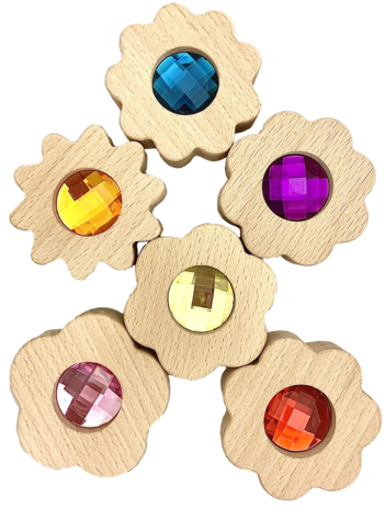 Papoose Toys Gem Counting Flowers 6 stuks Papoose Toys Gem Counting Flowers 6 stuks