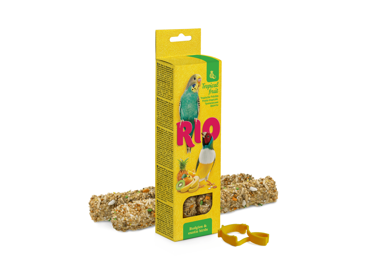 RIO RIO Bastoncini per parrocchetti e uccelli esotici con frutta tropicale, 2x40 g
