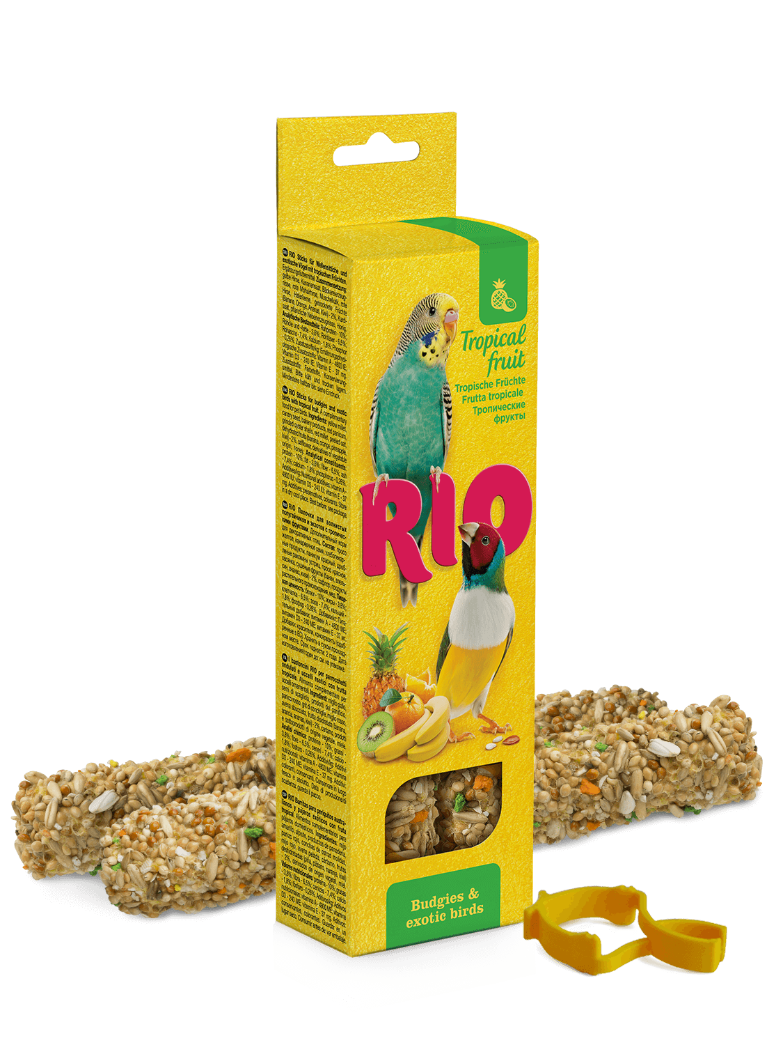RIO RIO Bastoncini per parrocchetti e uccelli esotici con frutta tropicale, 2x40 g