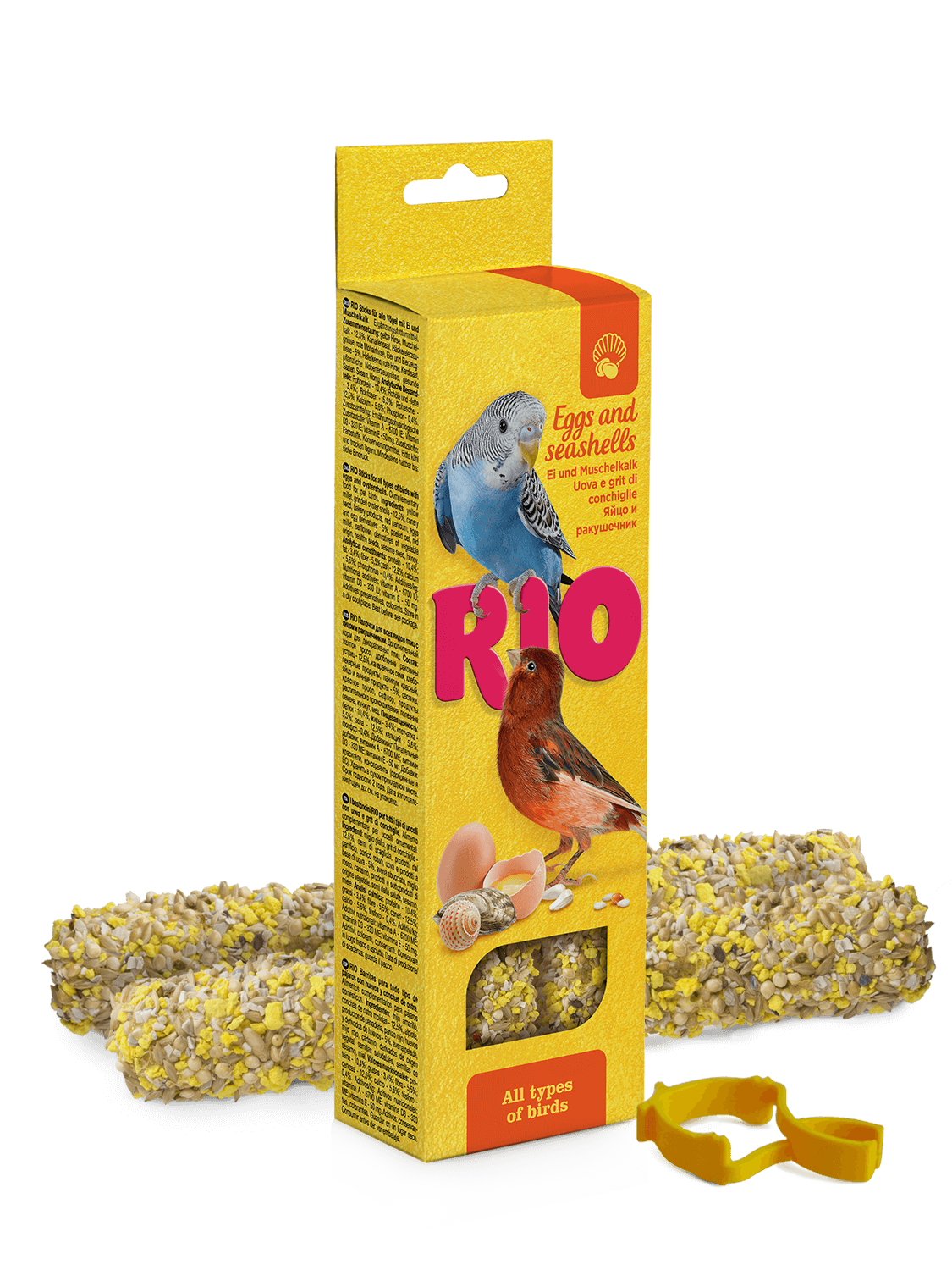 RIO Bastoni per tutti i tipi di uccelli con uova e conchiglie, 2x40 g
